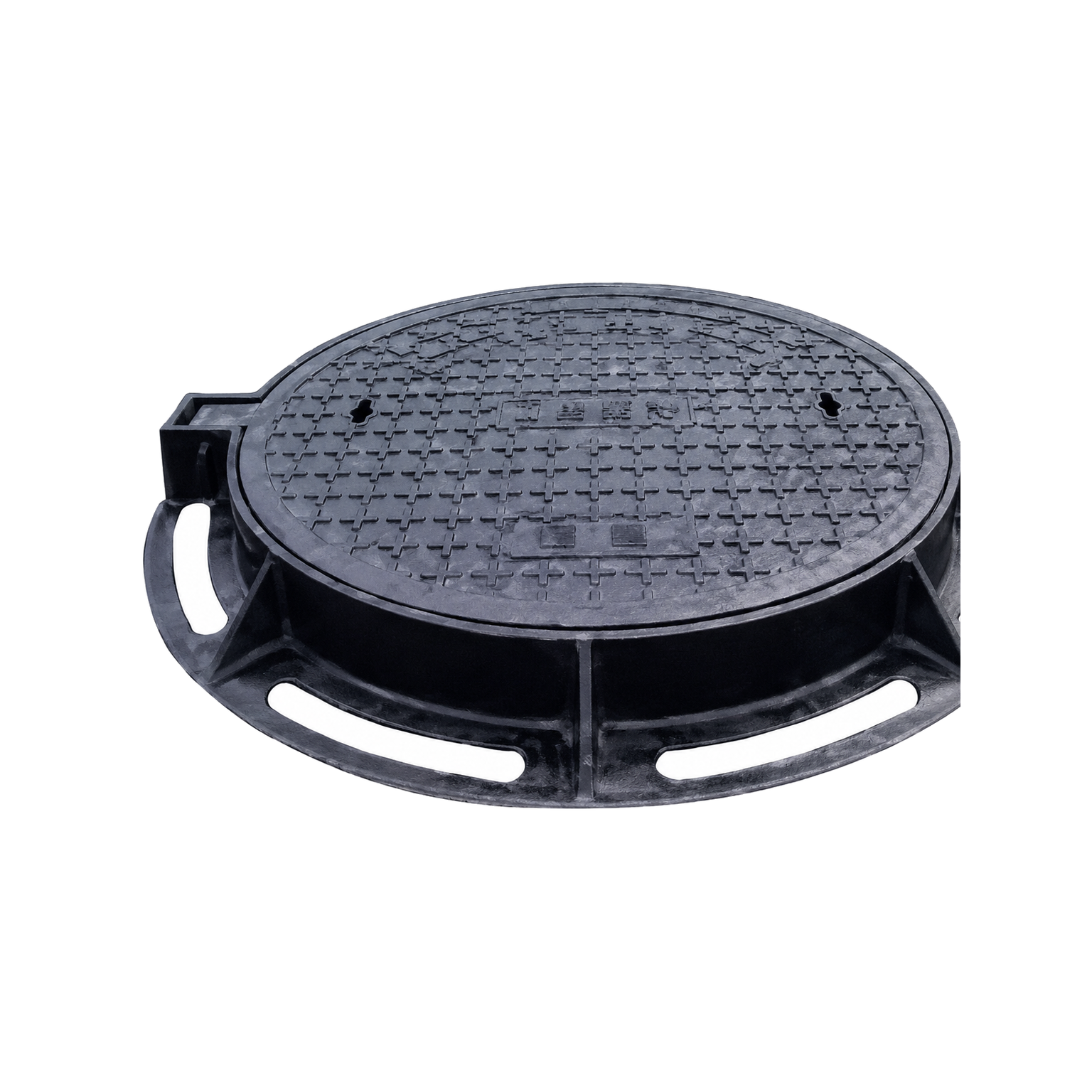 ChenXing round manhole cover with frame on white background