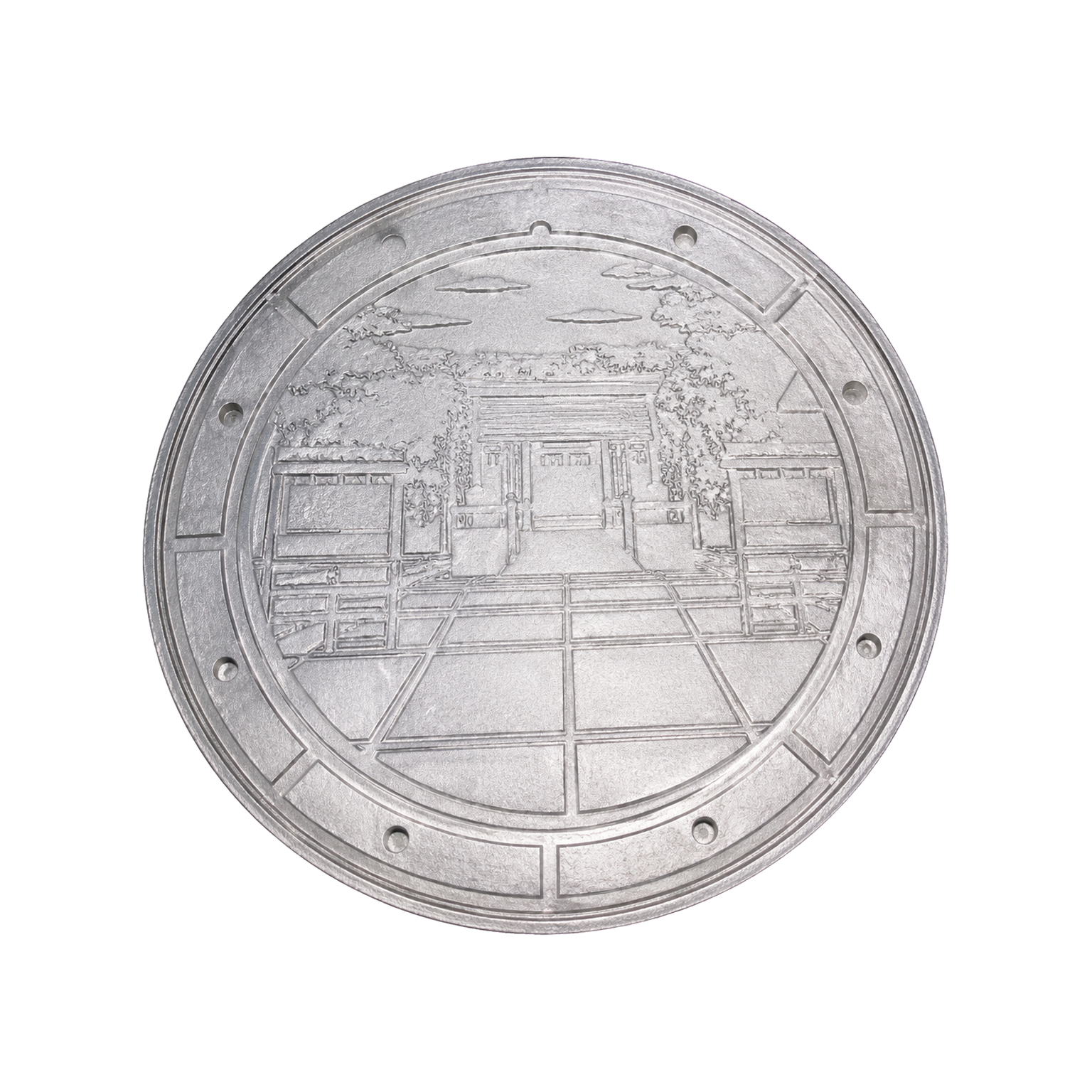 ChenXing SBJ-0401 Ductile Iron Manhole Cover white background product image SBJ-0401_铸铁井盖_04